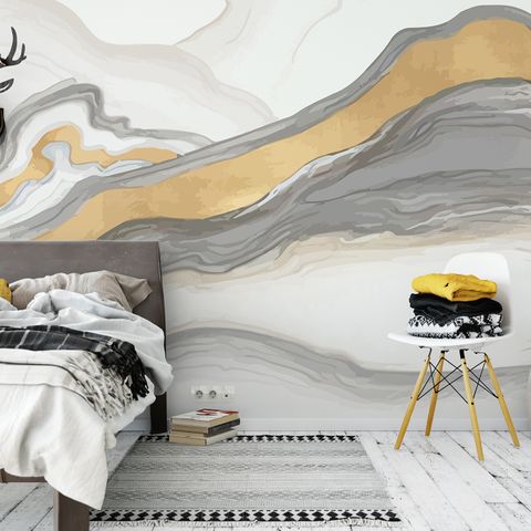 Abstract Smoke with Lines Wallpaper Mural